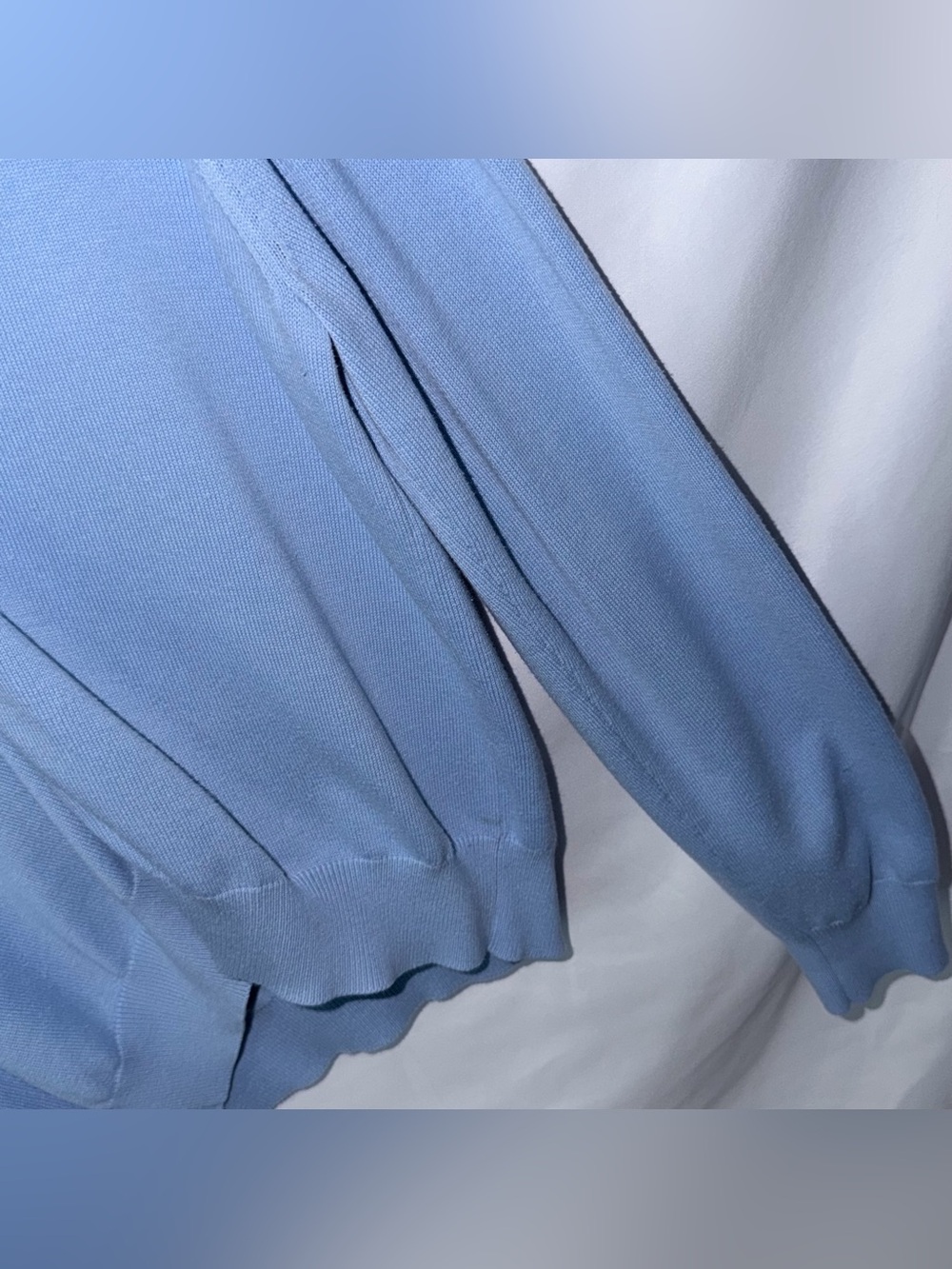 Vintage Evie Light Baby Blue Cotton V-Neck Size XL Retro Y2K Cardigan Sweater - Picture 9 of 16